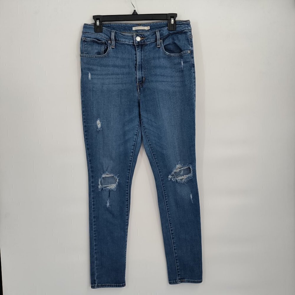 Levi's 721 Plus Size Hi-Rise Skinny Distressed Ripped Knee Denim Jeans 32 Women